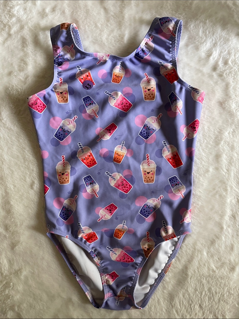 Destination Kids Purple Bubble Tea Print Leotard SZ CM   8